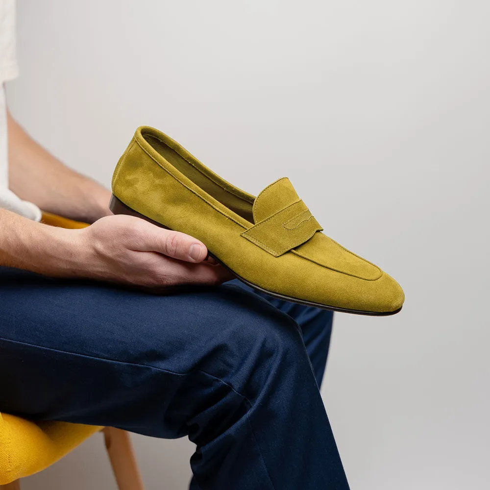 16-100-MUS TASCA Italian Sueded Kid Loafer Mustard