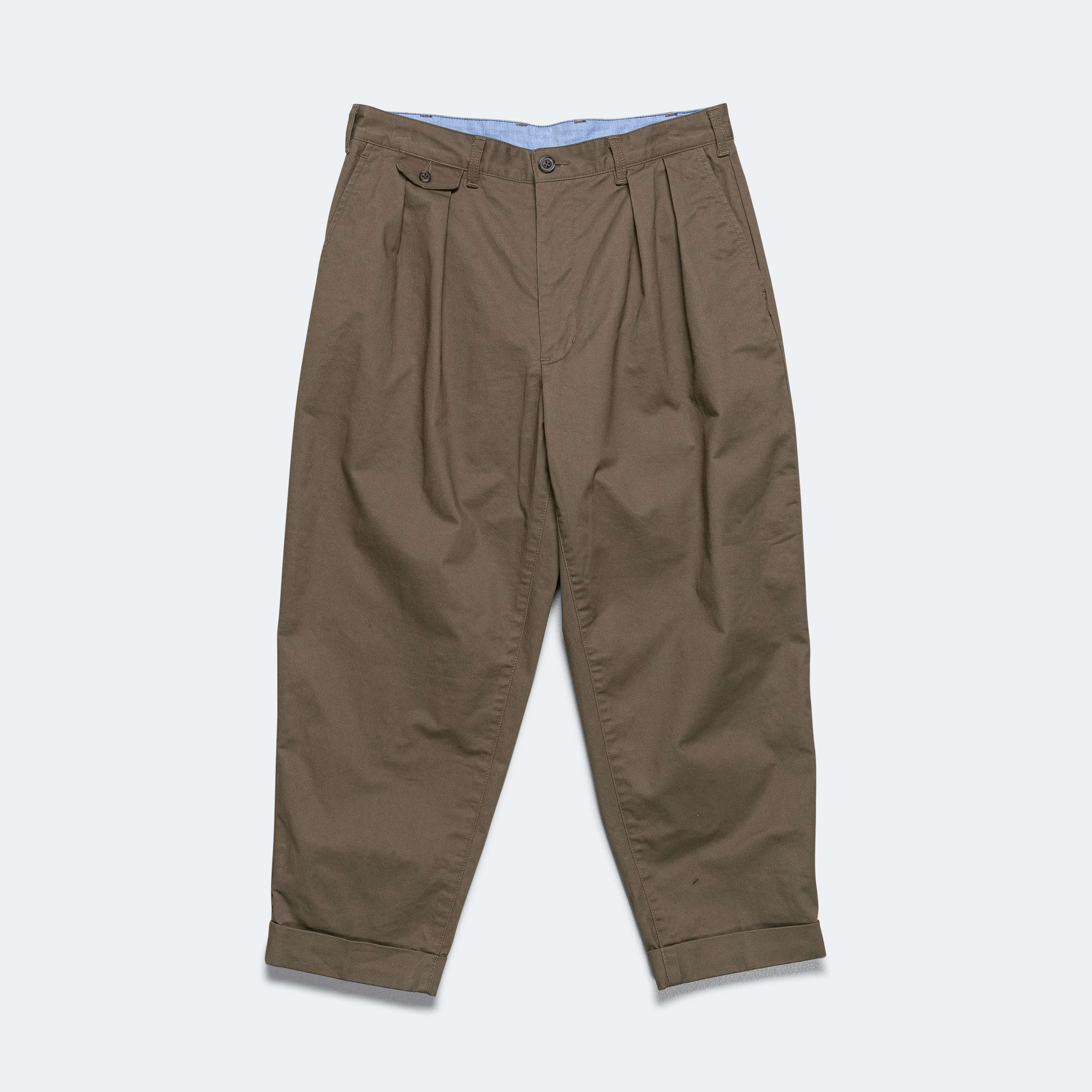 2 Pleat Twill Pants - Olive