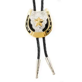 22704 Horseshoe Silver Black Bolo