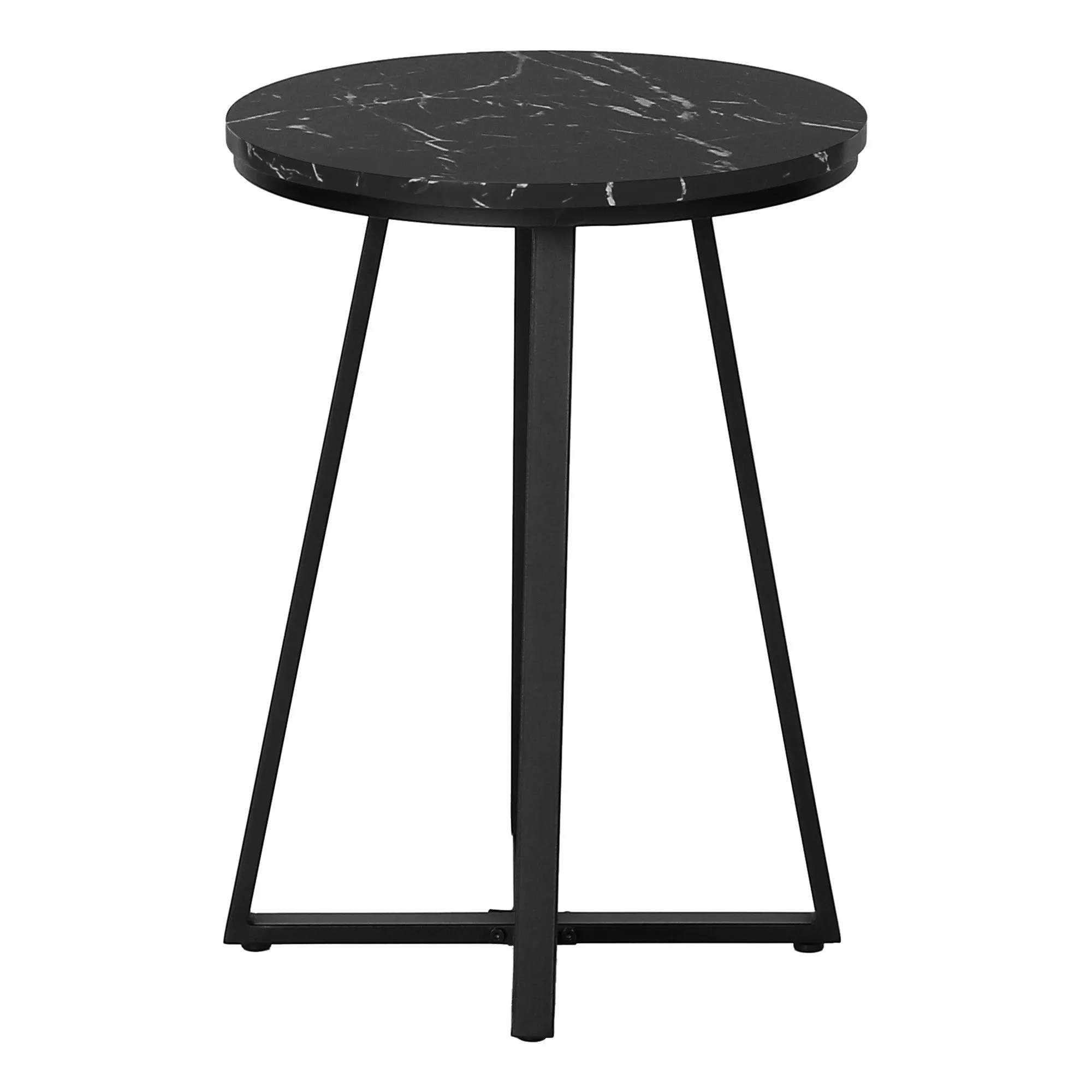 22" Black Faux Marble Round End Table By Homeroots