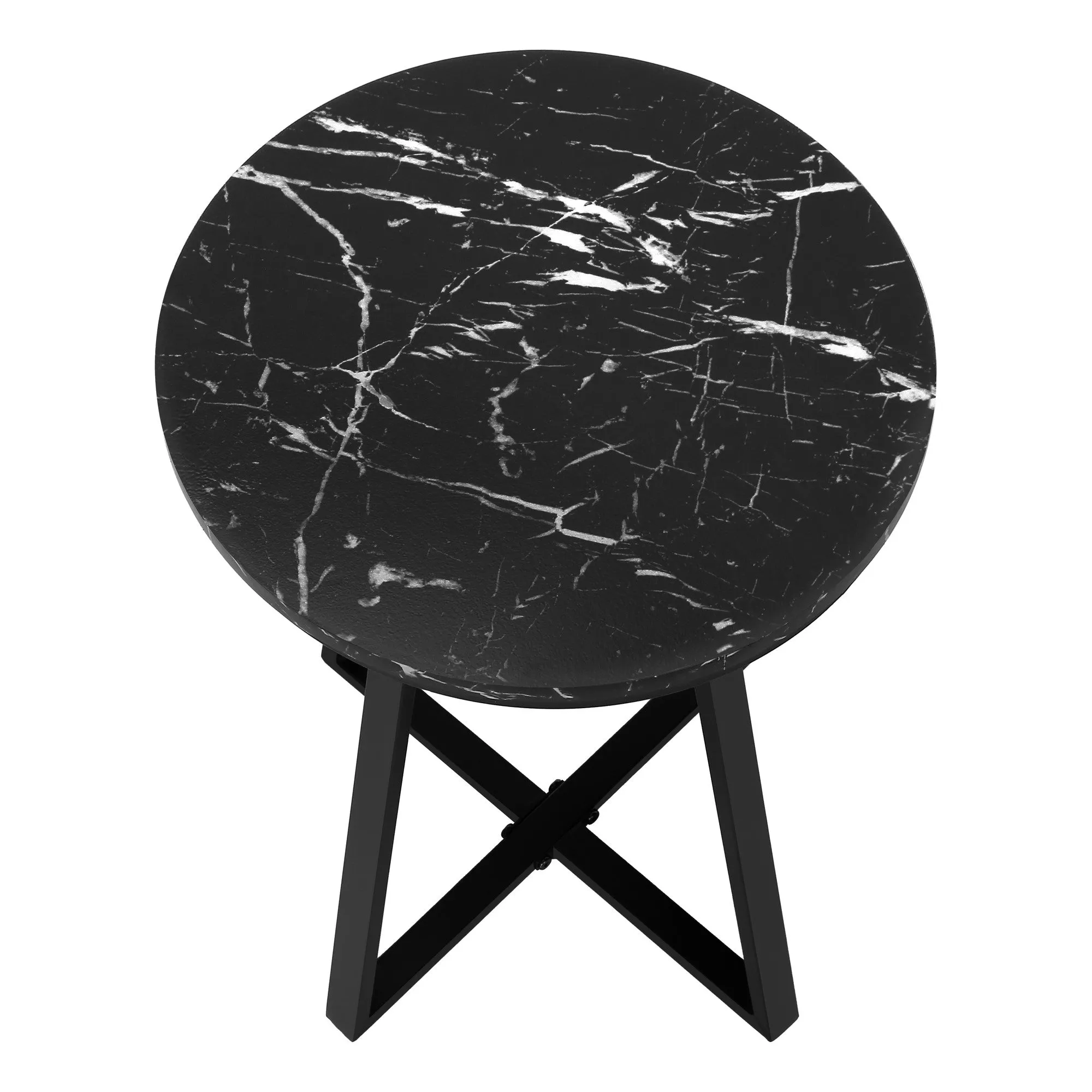 22" Black Faux Marble Round End Table By Homeroots