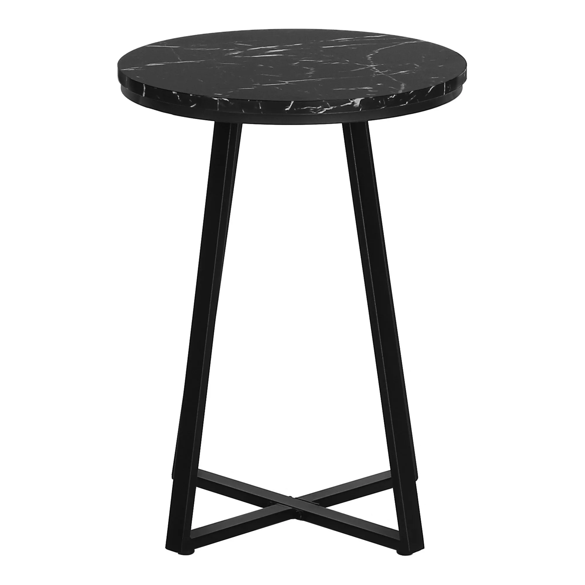 22" Black Faux Marble Round End Table By Homeroots