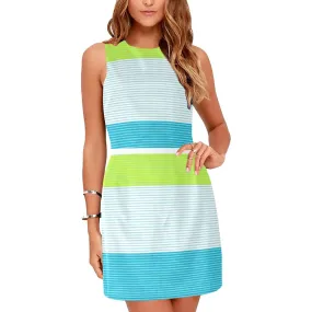 3 color band print 4 A Eos Women's Sleeveless Dress (Model D01)