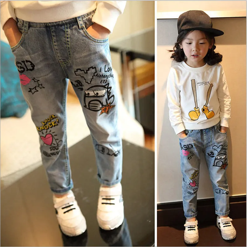 4-13 Years Children Girl Clothes Denim Clothing Trousers Kids Girls Jeans Pants