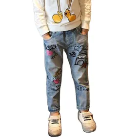 4-13 Years Children Girl Clothes Denim Clothing Trousers Kids Girls Jeans Pants