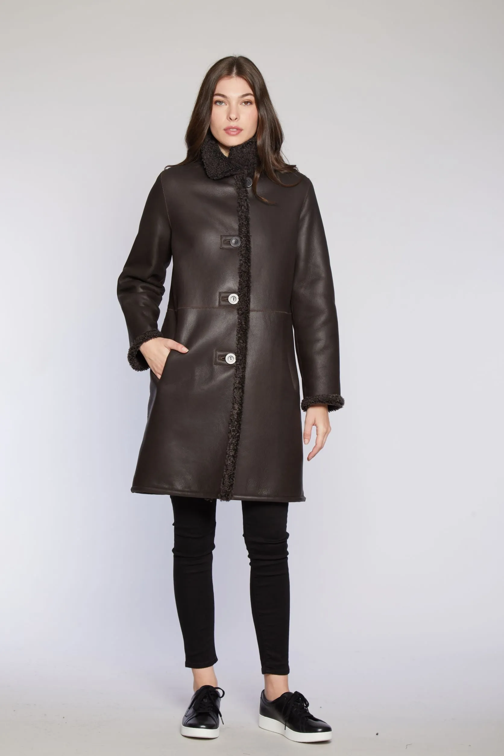 #527 Reversible shearling coat