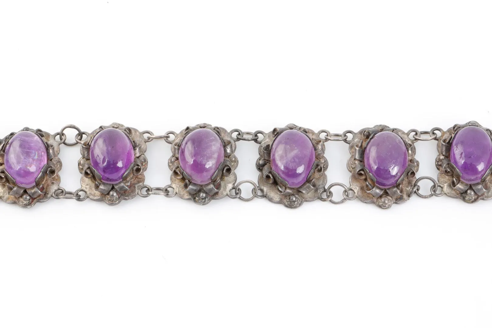 7" 925 Silver Vintage Amethyst Bracelet (48.20g.)