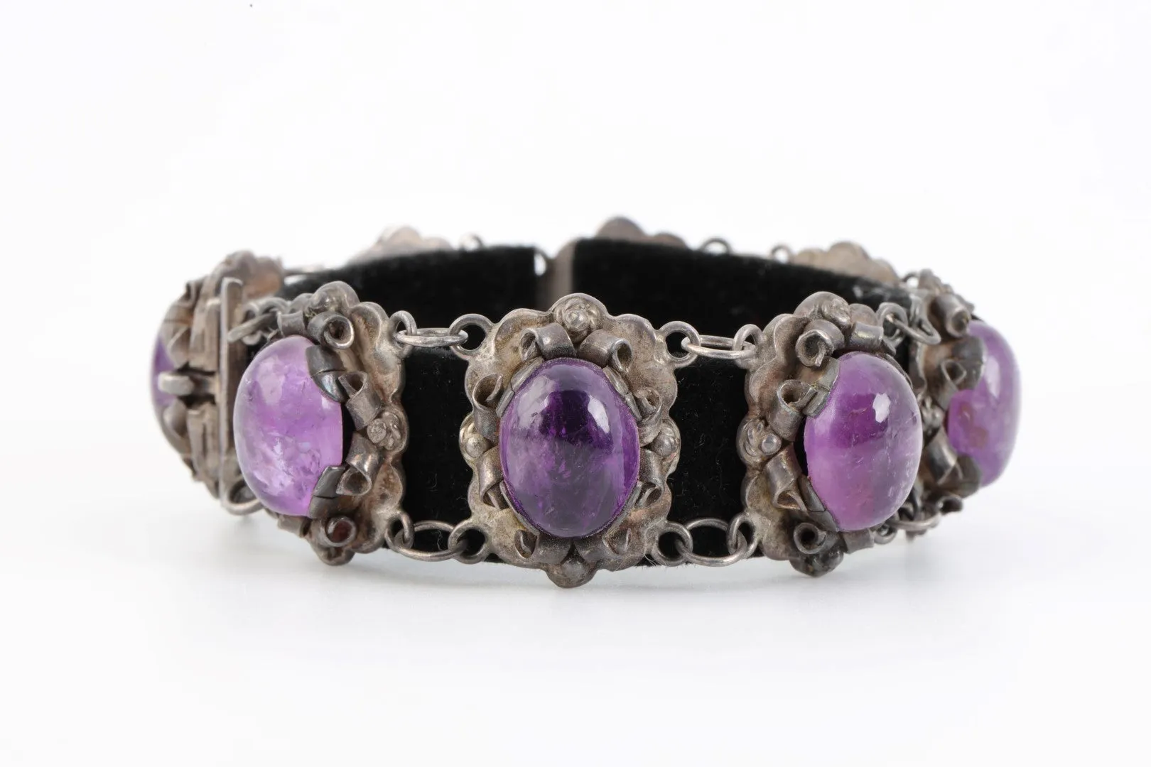 7" 925 Silver Vintage Amethyst Bracelet (48.20g.)