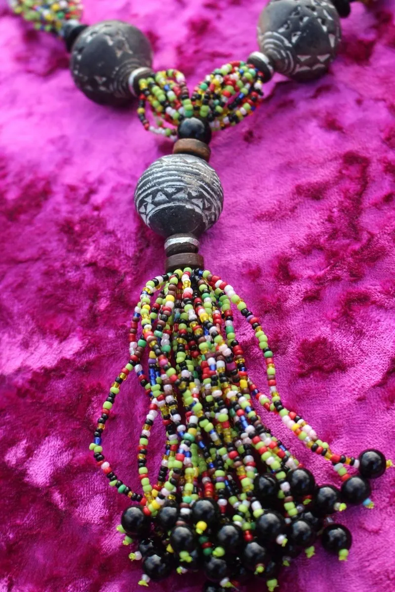 African Statement Necklace with Masai Beadwork