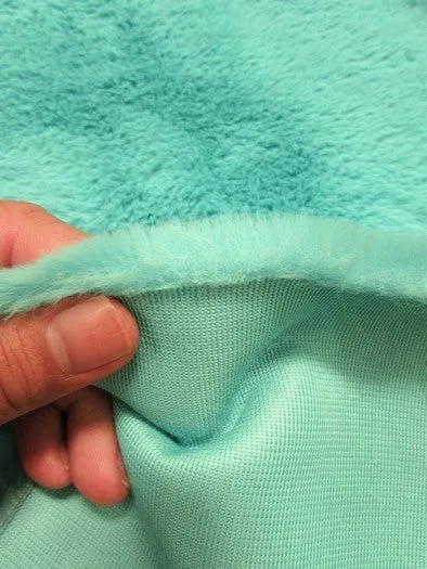 Aqua Half Shag Faux Fur Fabric (Beaver) / Sold By The Yard