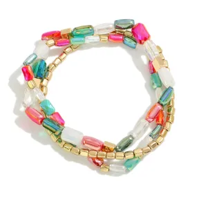 Ava - A Set of 3 Faceted Stretch Beaded Bracelers