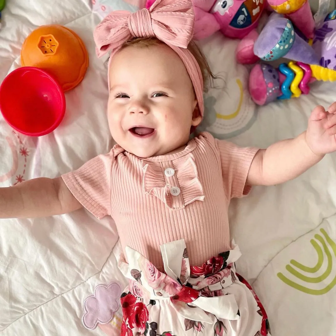 Baby Top Knot Double Bow Headband Forest Green