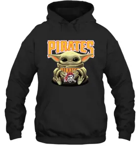 Baby Yoda Hugs Loves The Pittsburgh Pirates Baseball Adult Hoodie Sweatshirt