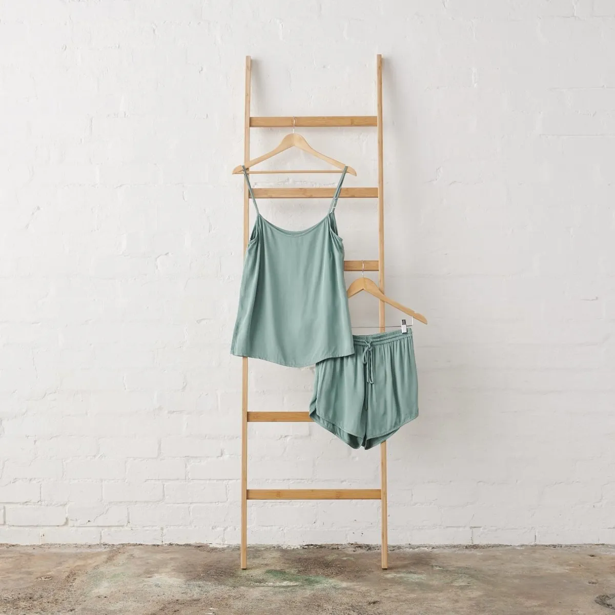 Bamboo Pyjama Set -  Cami & Shorts in Sage Green