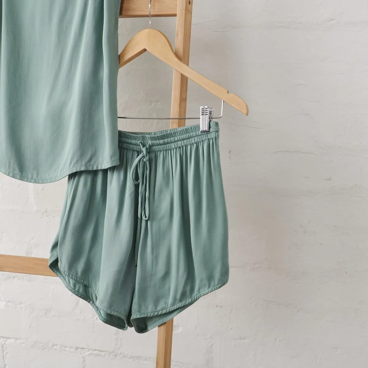 Bamboo Pyjama Set -  Cami & Shorts in Sage Green