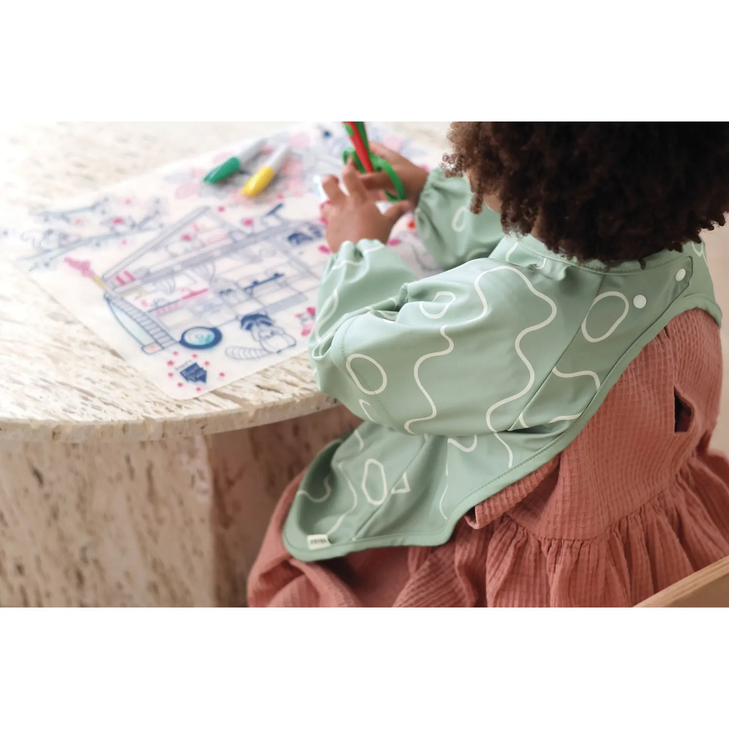 Beaba 2 in 1 Bib with Removable Sleeves - Sage Green