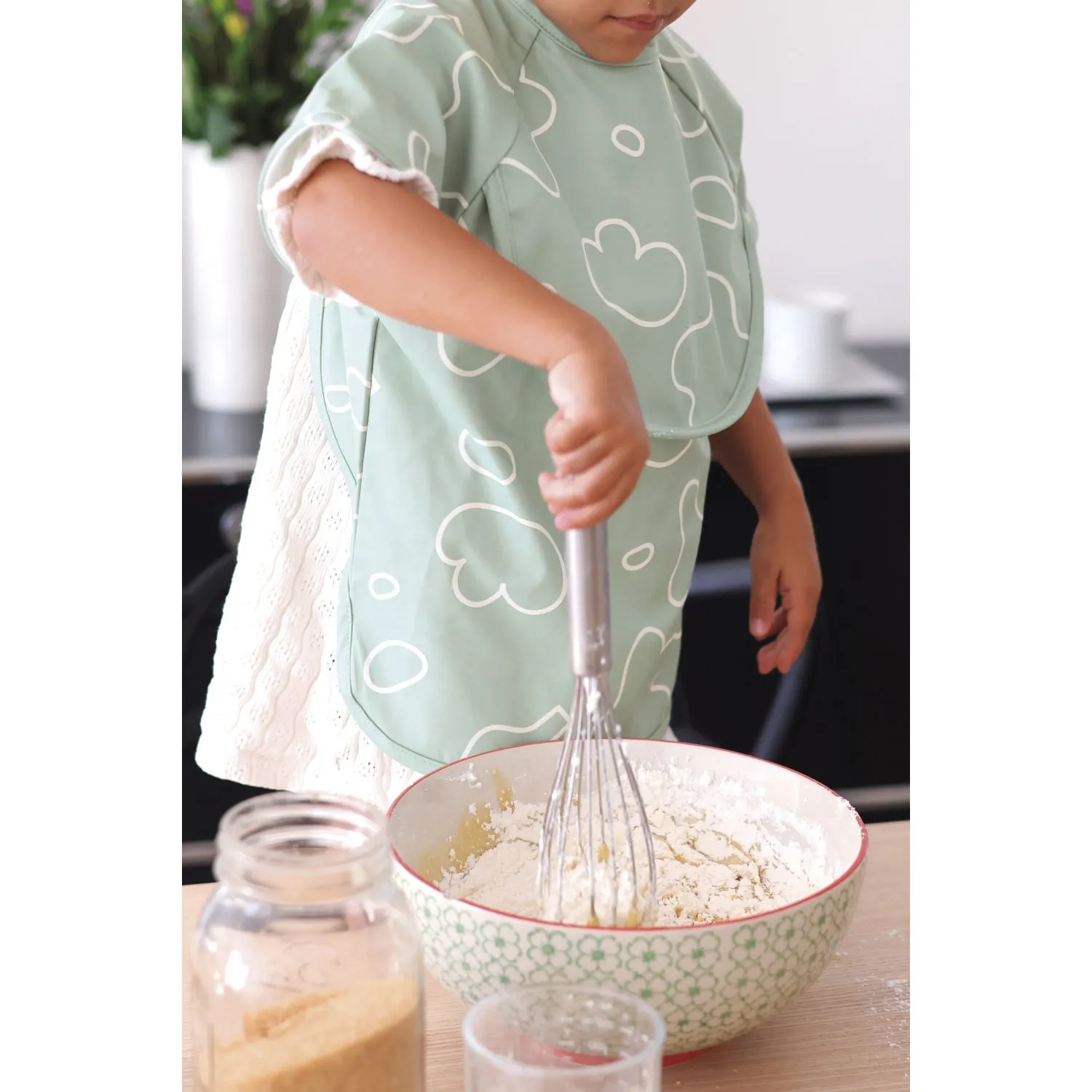 Beaba 2 in 1 Bib with Removable Sleeves - Sage Green