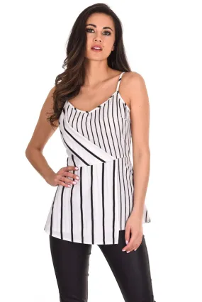 Black And Cream Striped Strappy Top