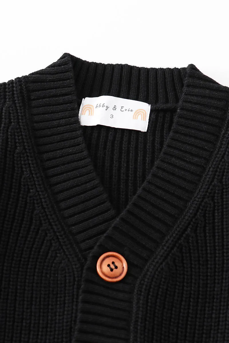 Black pocket cardigan sweater