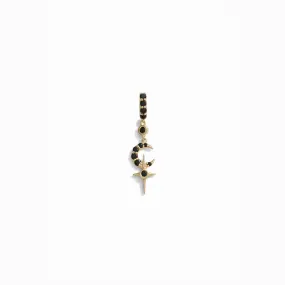 Black Spinel Crescent Cross Amulet