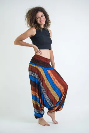 Boho Striped 2-in-1 Jumpsuit Harem Pants in Rust