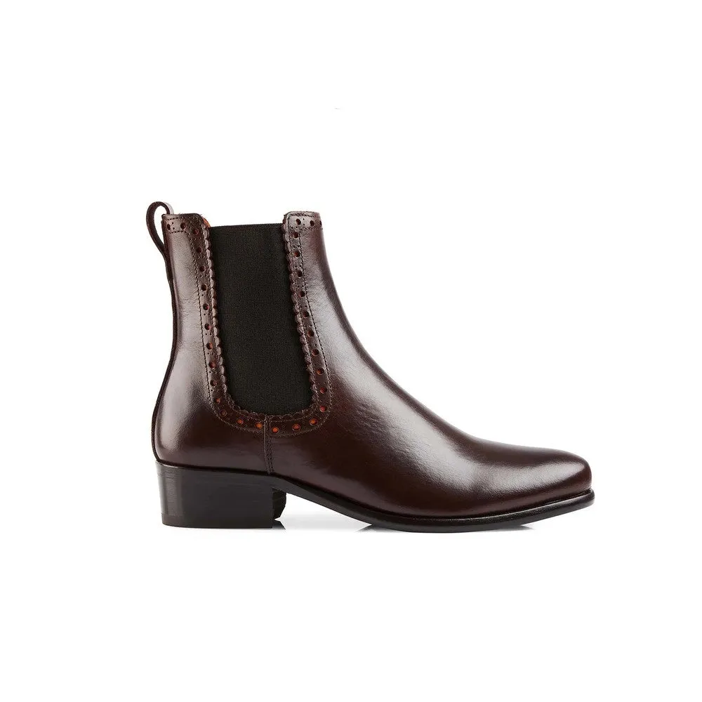 Brogued Chelsea Ankle Boots - Mahogany