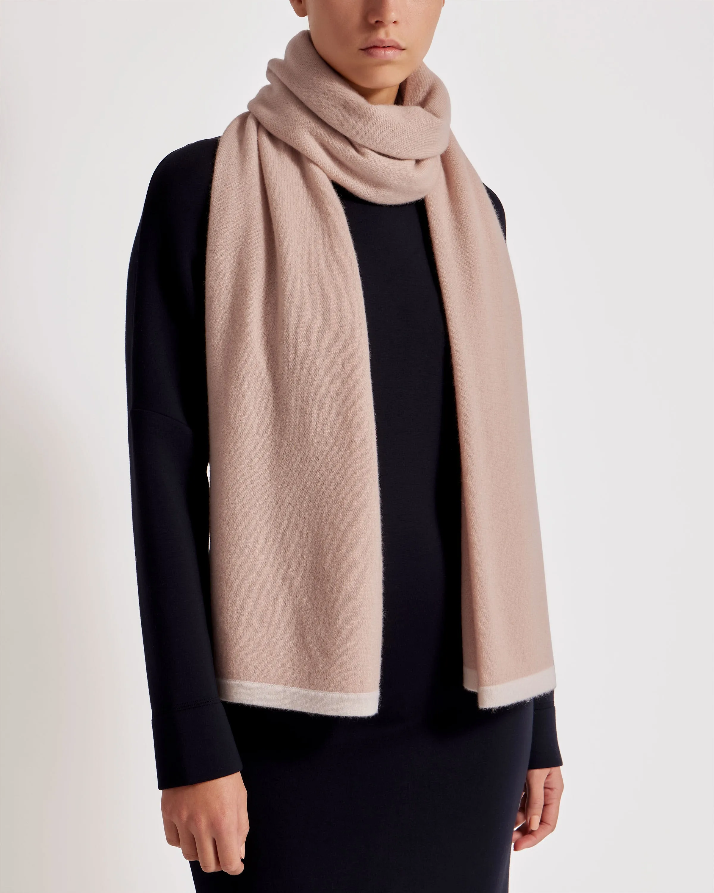 Cashmere Travel Wrap - Peony with Vanilla Edge