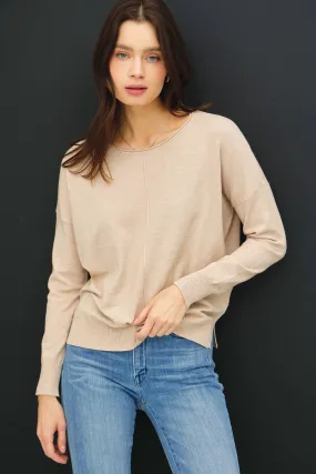 CENTER FRONT SEAM LONG SLEEVE SWEATER