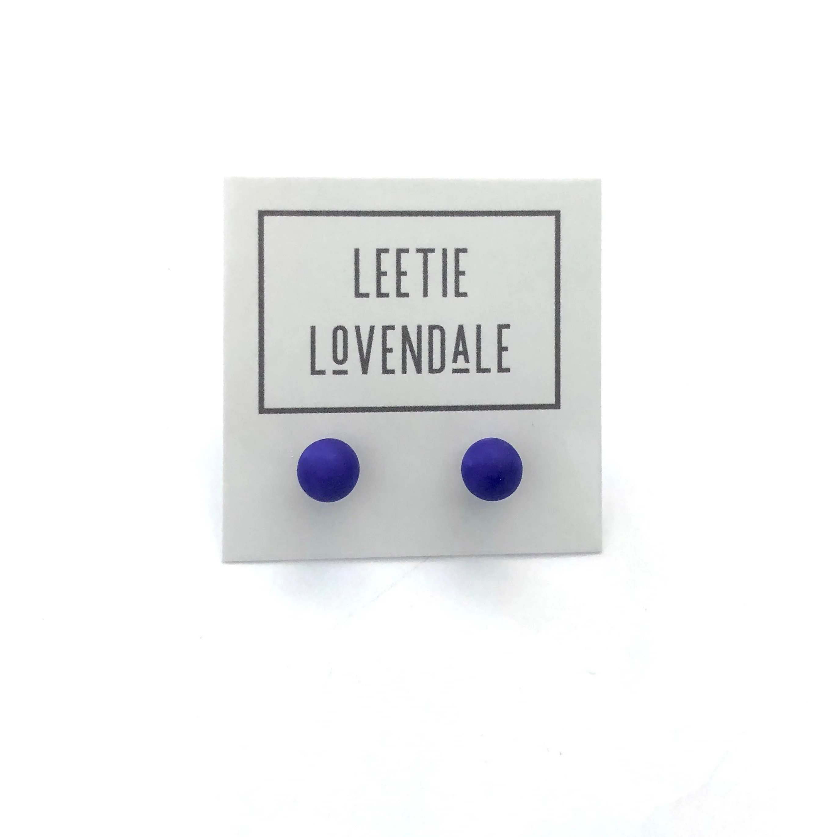 Cobalt Matte Lucite Ball Stud Earrings