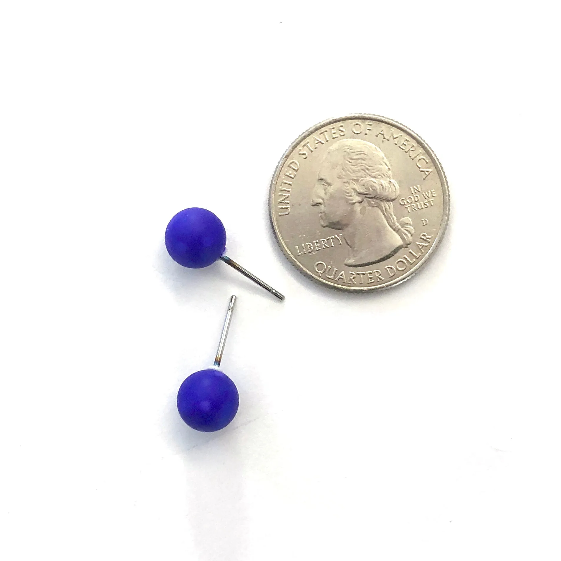 Cobalt Matte Lucite Ball Stud Earrings