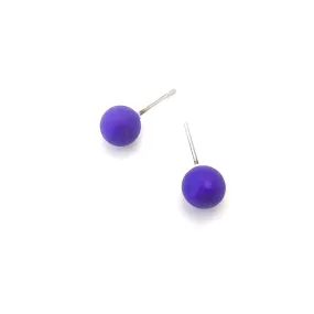 Cobalt Matte Lucite Ball Stud Earrings