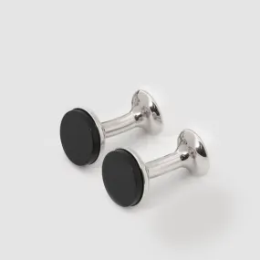 Codis Maya Onyx Bow Cufflinks / Rhodium Plating