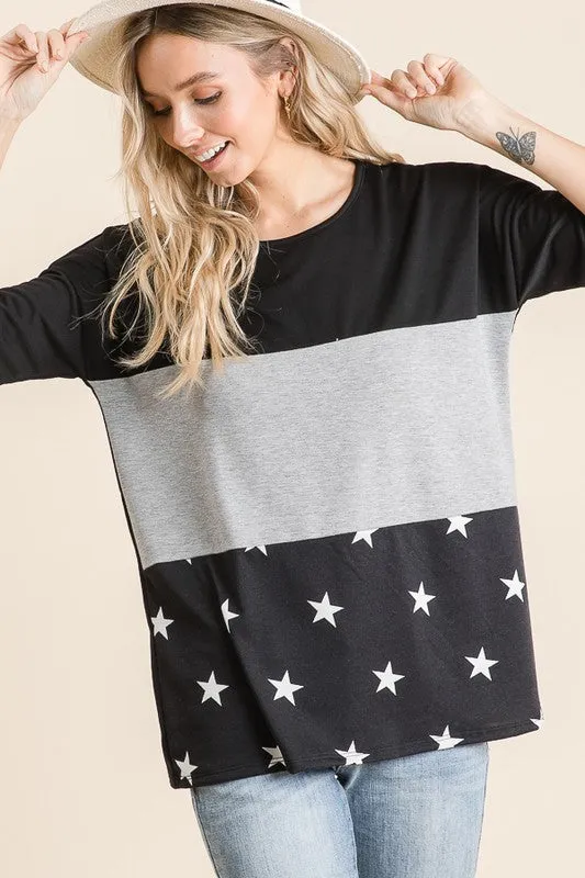 Color Block Star Top