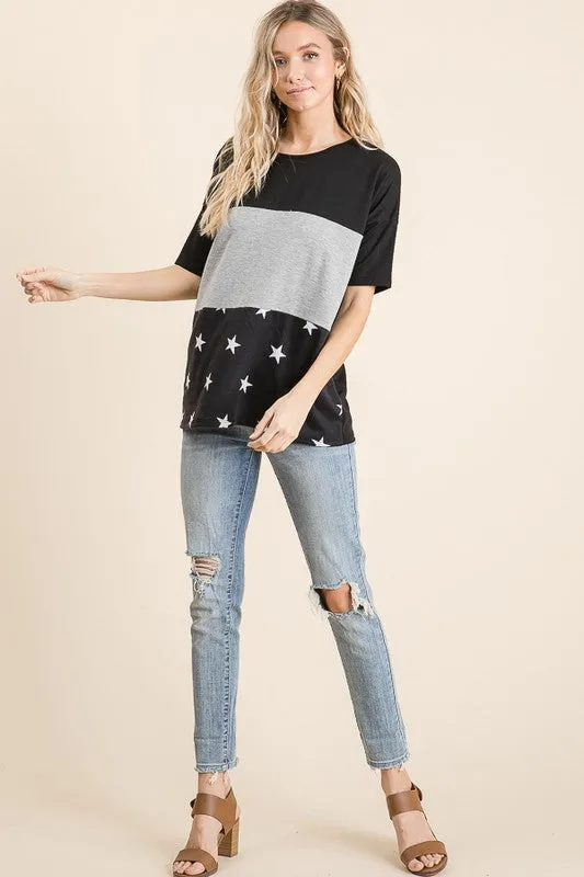 Color Block Star Top