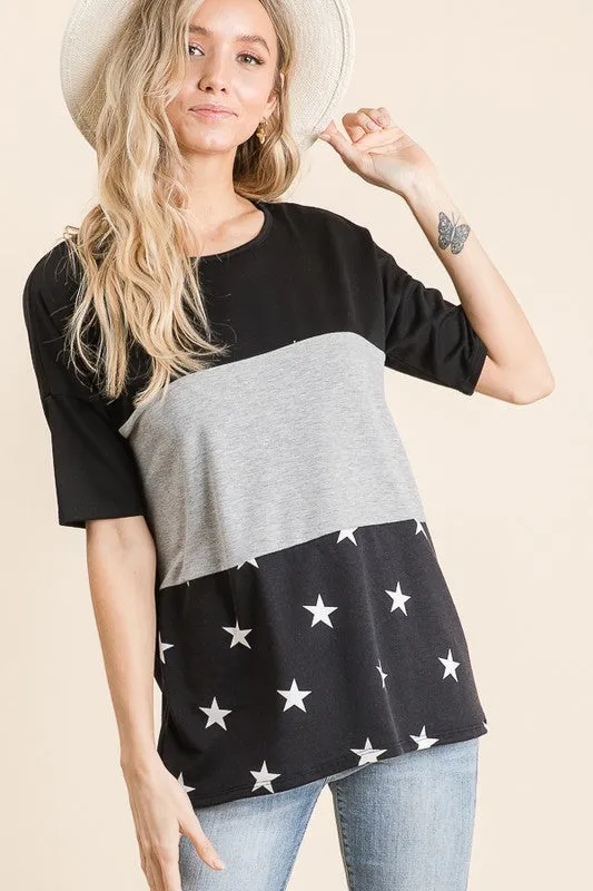 Color Block Star Top