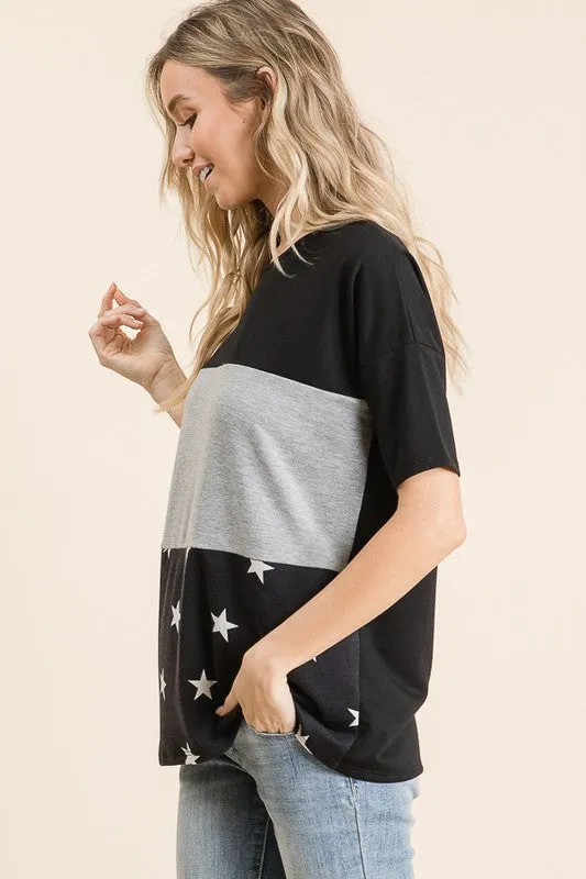 Color Block Star Top