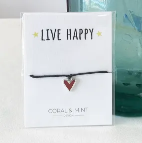 Coral And Mint Live Happy - Red Heart Charm