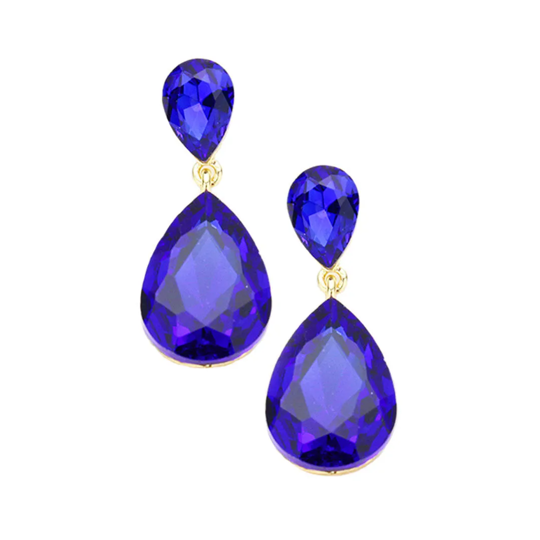 Crystal Double Teardrop Evening Earrings