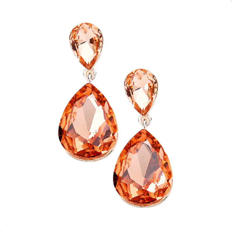 Crystal Double Teardrop Evening Earrings