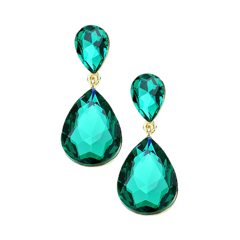 Crystal Double Teardrop Evening Earrings