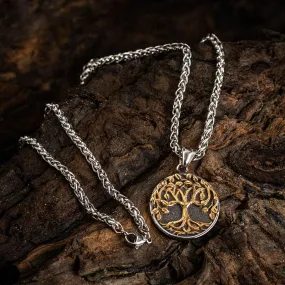 Dual Color Stainless Steel Tree of Life Necklace