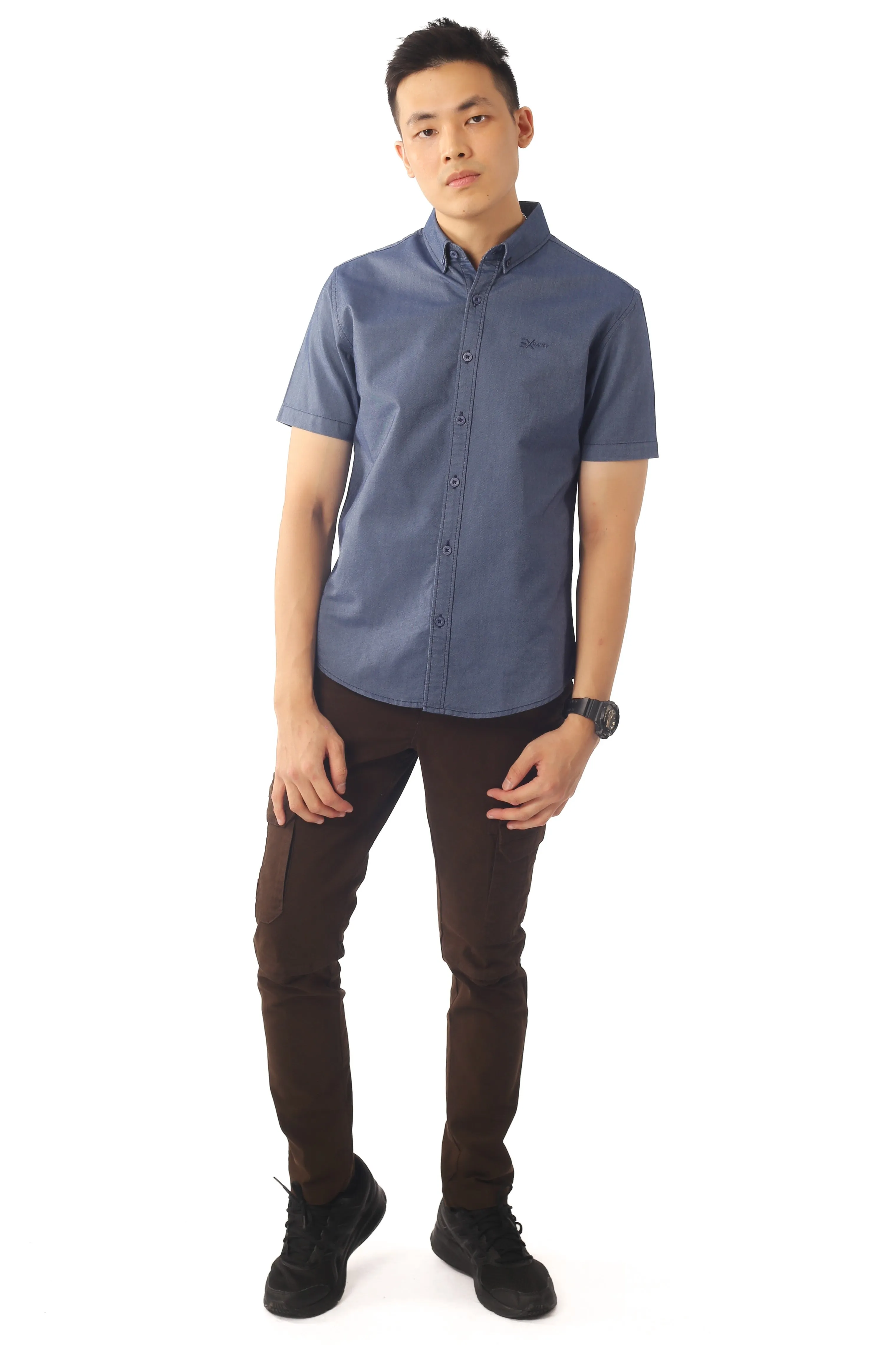 EXHAUST 100% Cotton Short Sleeve Shirt [Slim Fit] (SET A) 1314