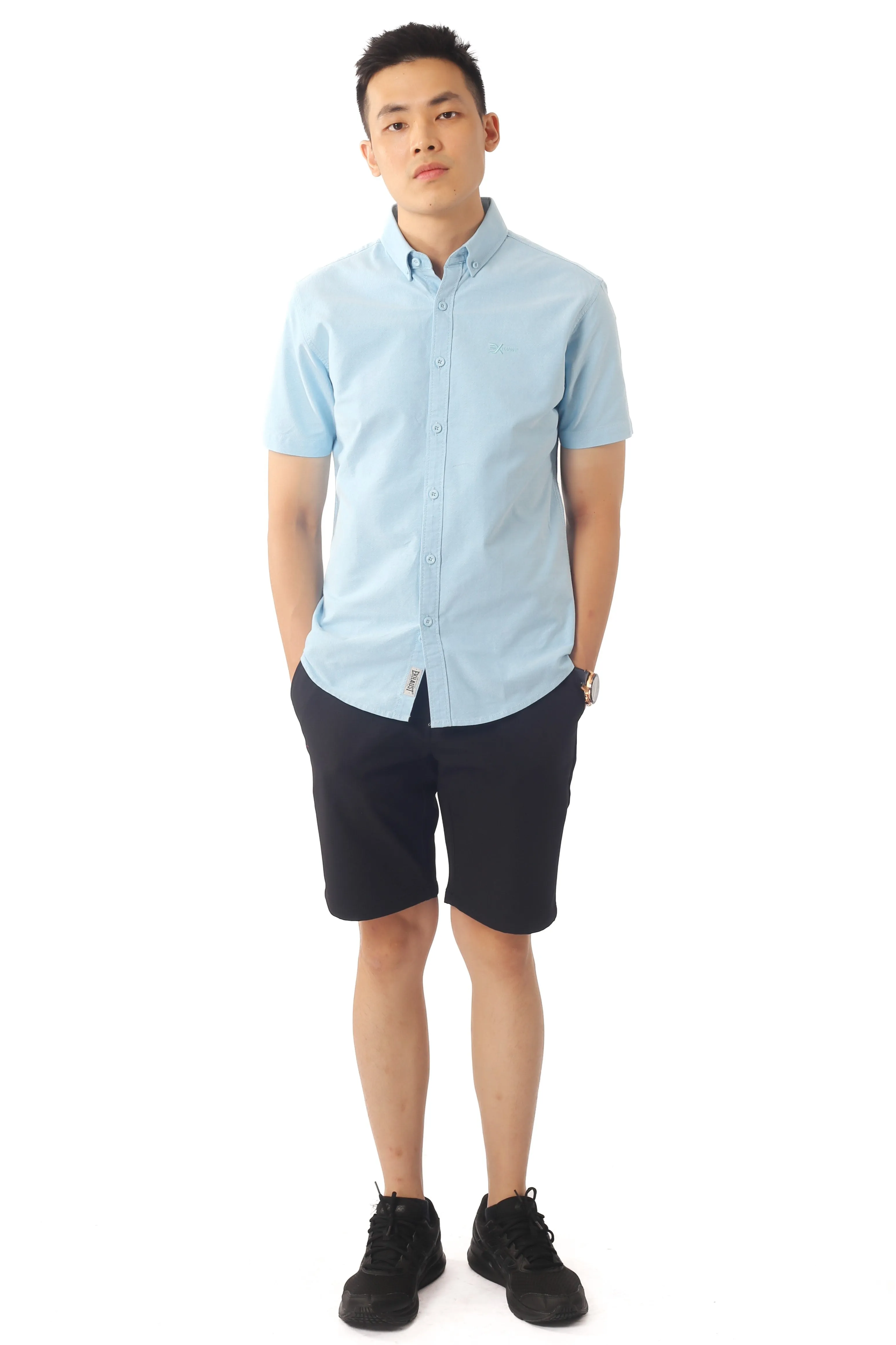 EXHAUST 100% Cotton Short Sleeve Shirt [Slim Fit] (SET A) 1314