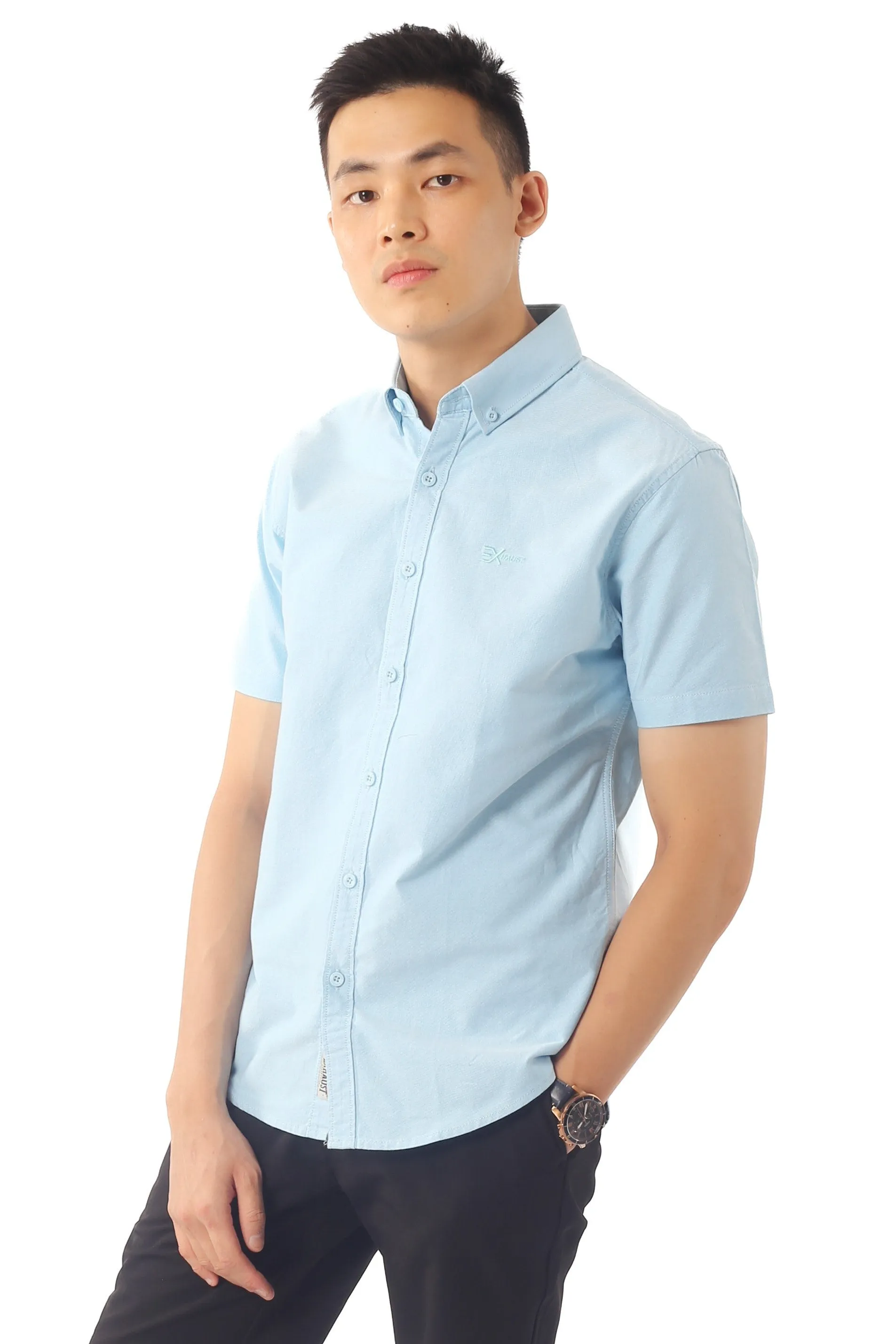 EXHAUST 100% Cotton Short Sleeve Shirt [Slim Fit] (SET A) 1314