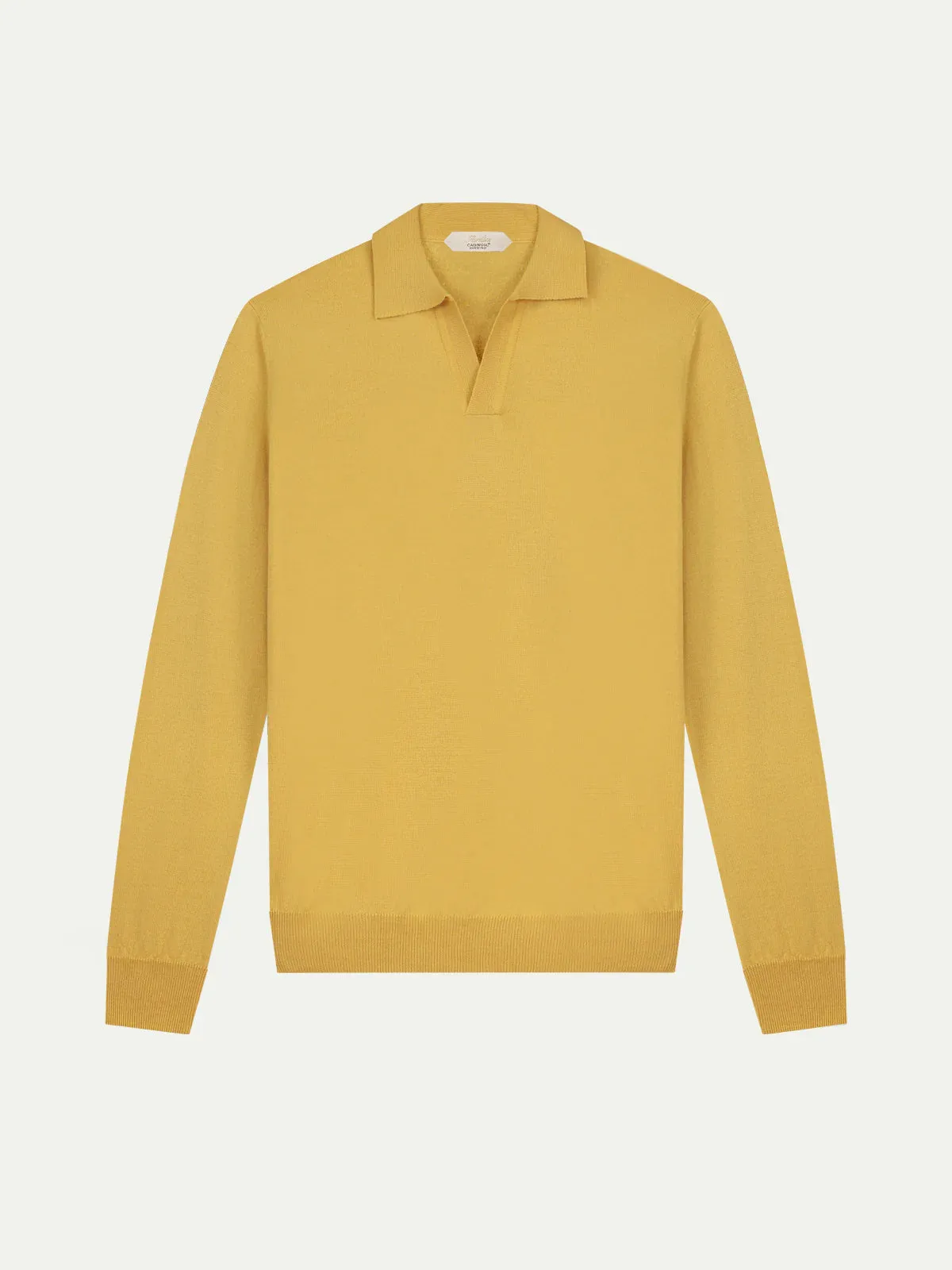 Extrafine Merino Buttonless Polo Mustard