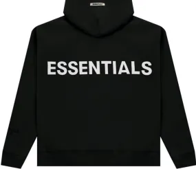 FEAR OF GOD ESSENTIALS BLACK REFLECTIVE 3M HOODIE