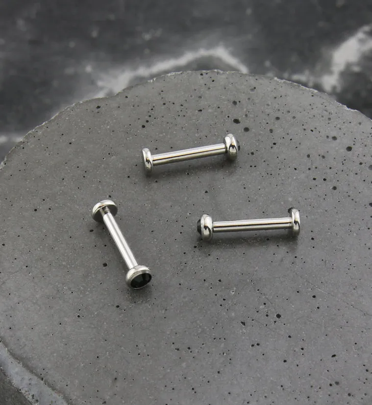 Flat Bezel Black CZ Internally Threaded Titanium Labret