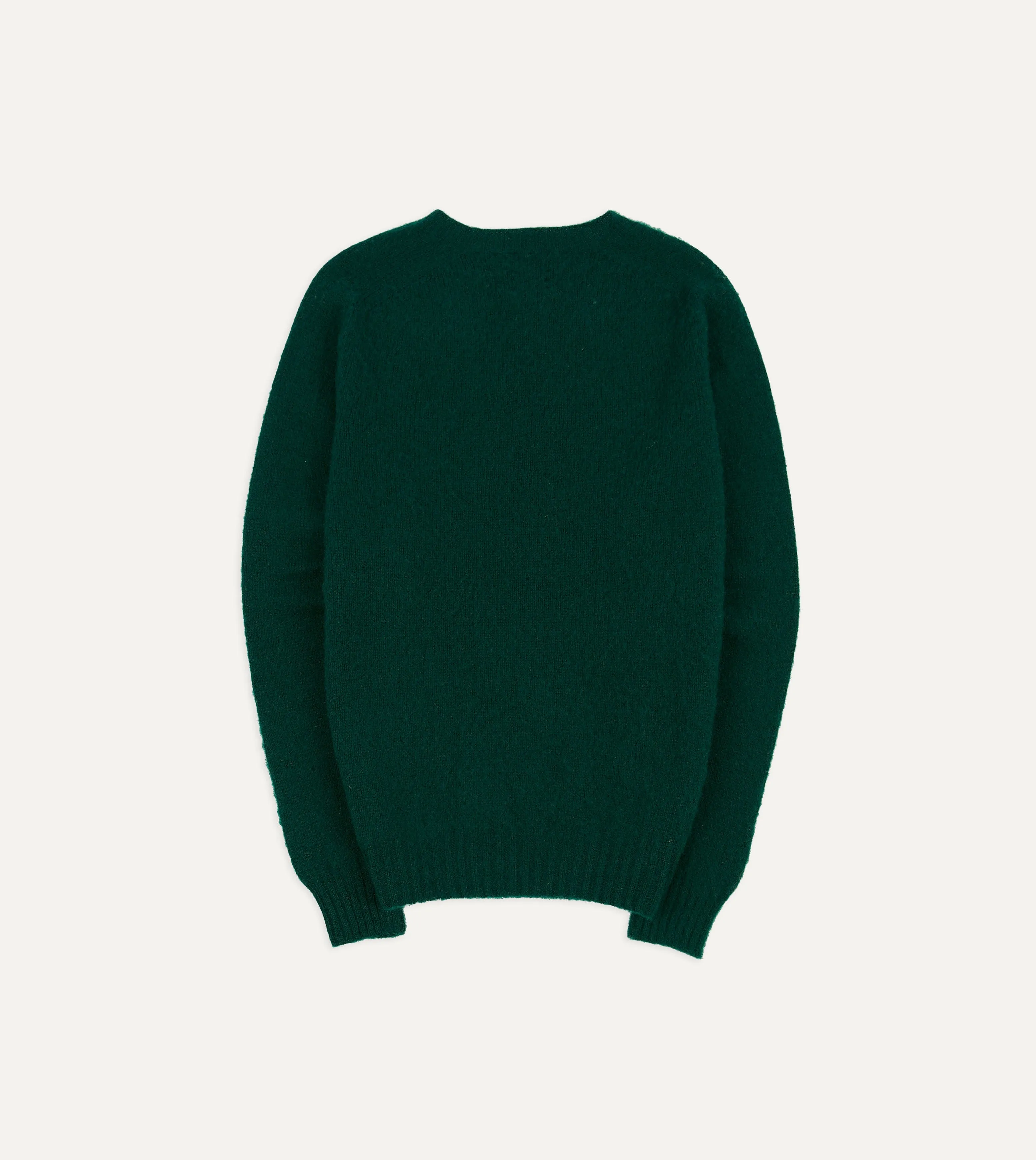 Forest Green Brushed Shetland Crew Neck Jumper