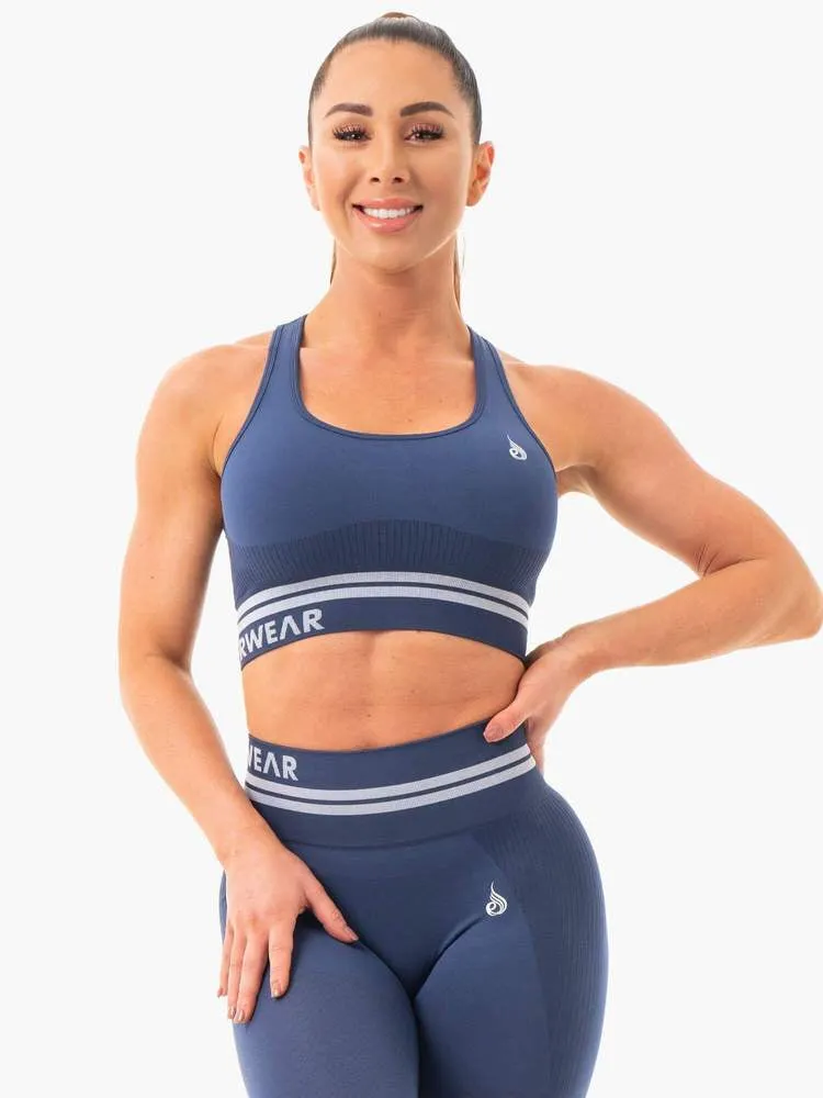 FREESTYLE SEAMLESS LONGLINE SPORTS BRA STEEL BLUE