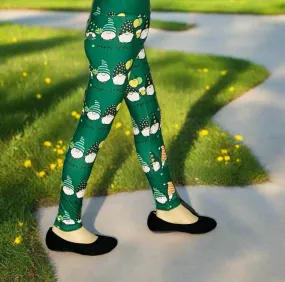 Girls St. Patrick Day Leggings, Kids Yoga Pants, Sizes S/L, Yoga Waist, Green, Exclusive Leggings